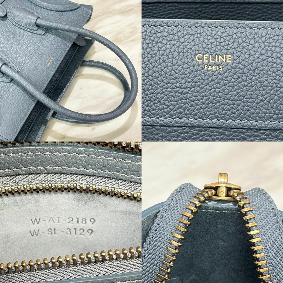 celine(セリーヌ)の美品☆　セリーヌ　ラゲージ　マイクロ　ブルーグレー　ハンドバッグ　2019年 レディースのバッグ(ハンドバッグ)の商品写真