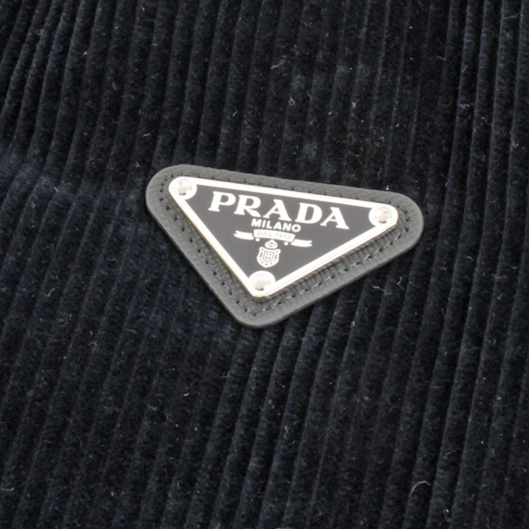 美品『USED』 PRADA プラダ トライアングルロゴ コーデュロイボンバージャケット Lサイズ ブルゾン コットン/ウール  /レーヨン/ポリエステル ネイビー 5