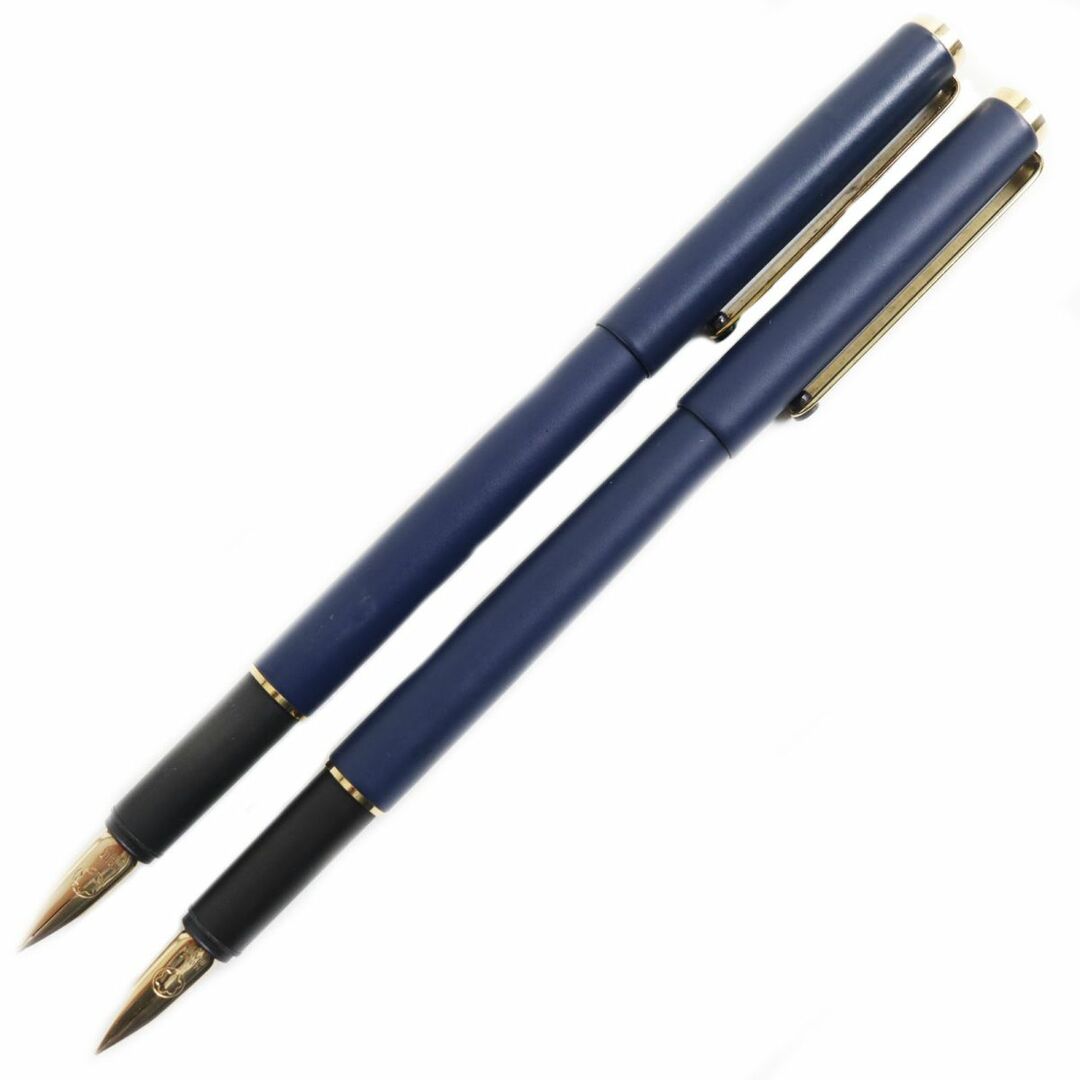 【ドンドン見直し】美品●MONTBLANC モンブラン ノブレス ホワイトスター Mニブ 万年筆 二本セット ネイビー×ゴールド