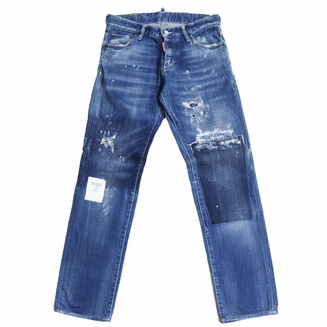 【ドンドン見直し】良品●DSQUARED2 ディースクエアード Slim jean クラッシュデニム/スキニーパンツ インディゴブルー 44 伊製 正規