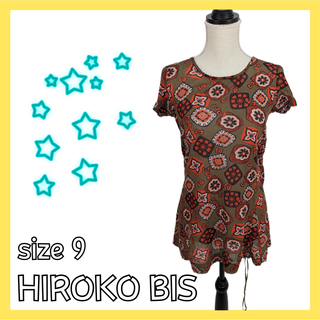ヒロコビス(HIROKO BIS)のヒロコビス ♡ トップス 総柄 Tシャツ コットン Mサイズ 美品 SALE(Tシャツ(半袖/袖なし))