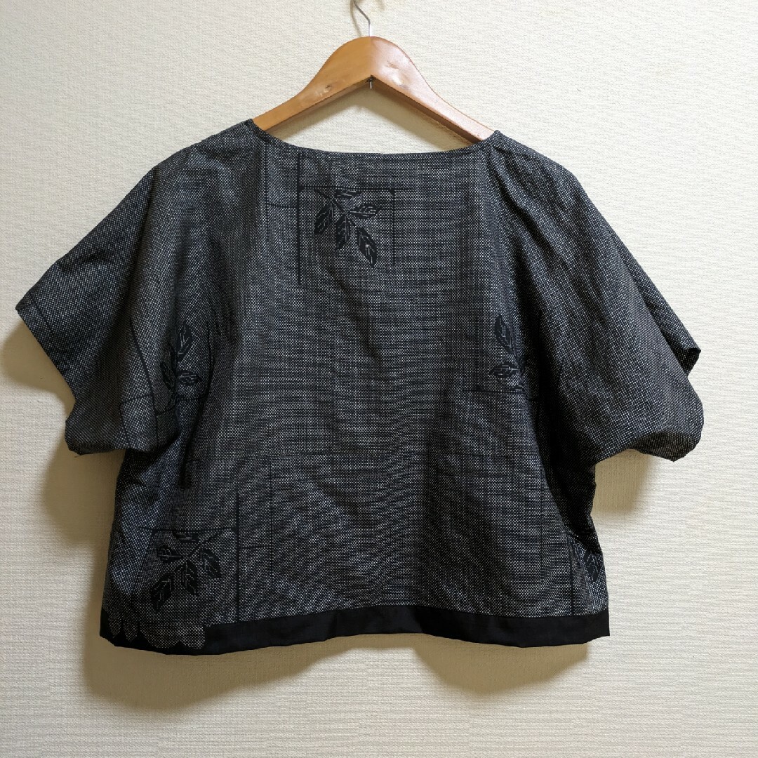 SOLD　着物リメイク　ブラウス　大島紬　FREE SIZE