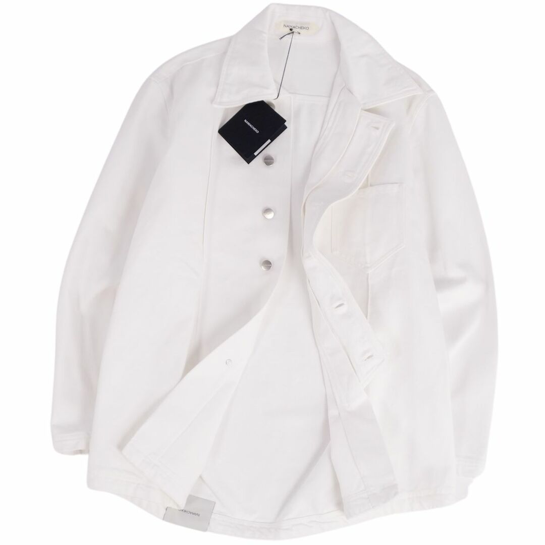 極美品 ナマチェコ NAMACHEKO ジャケット デニムジャケット MANNI DENIM SHIRT ボタンフライ 無地 コットン アウター メンズ M ホワイト メンズのジャケット/アウター(Gジャン/デニムジャケット)の商品写真