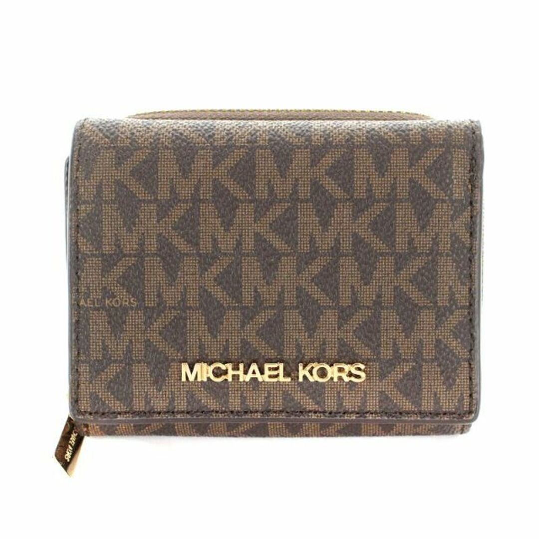 マイケルコース MICHAEL KORS 財布 三つ折り MK レザー 茶 - 財布