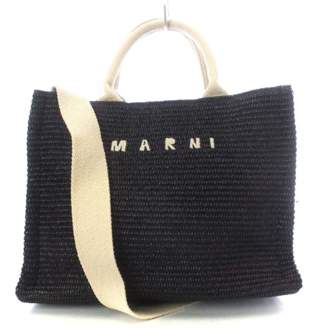 マルニ SMALL RAFFIA TOTE BAG 黒 SHMP0077U0 - トートバッグ