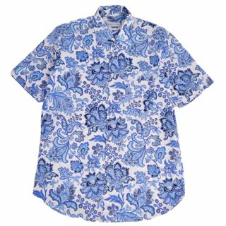 エトロ(ETRO)の美品 エトロ ETRO シャツ ペイズリー柄 総柄 半袖 ショートスリーブ コットン トップス メンズ M ブルー(シャツ)