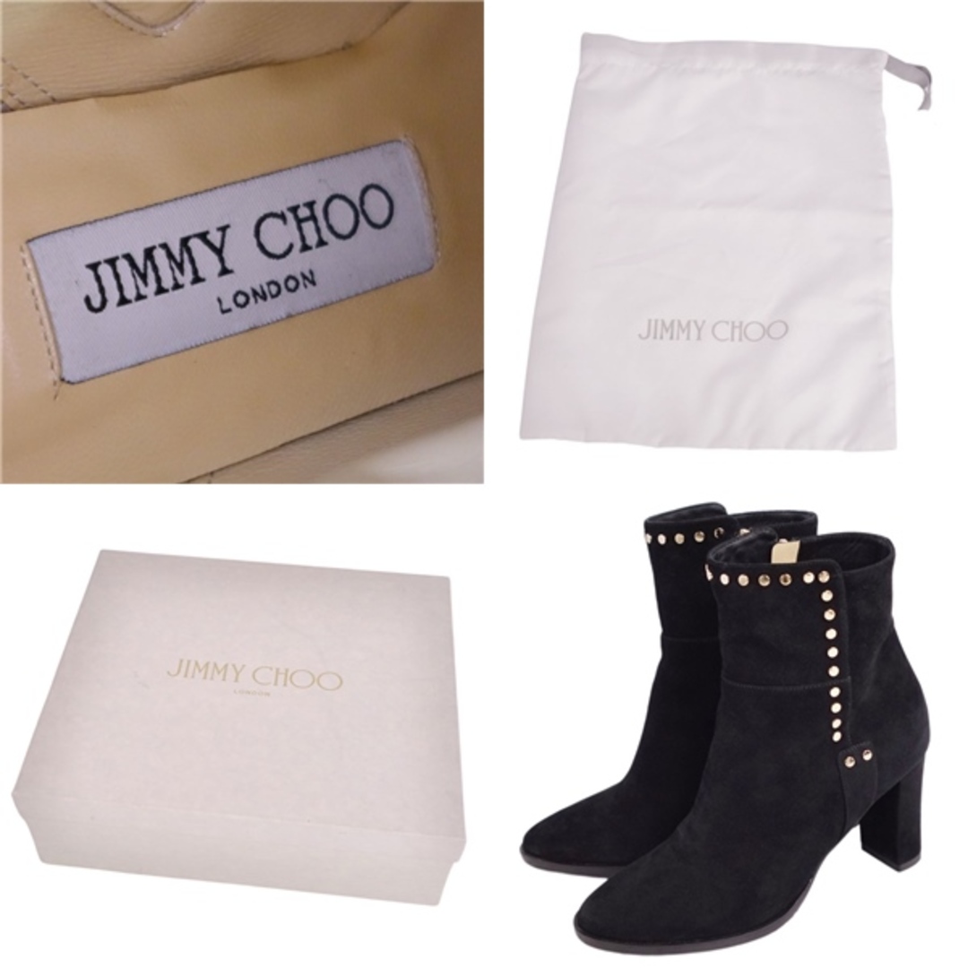 JIMMY CHOO(ジミーチュウ)のジミーチュウ JIMMY CHOO ブーツ ショートブーツ スウェードレザー スタッズ ヒール シューズ 靴 レディース 35(22cm相当) ブラック レディースの靴/シューズ(ブーツ)の商品写真