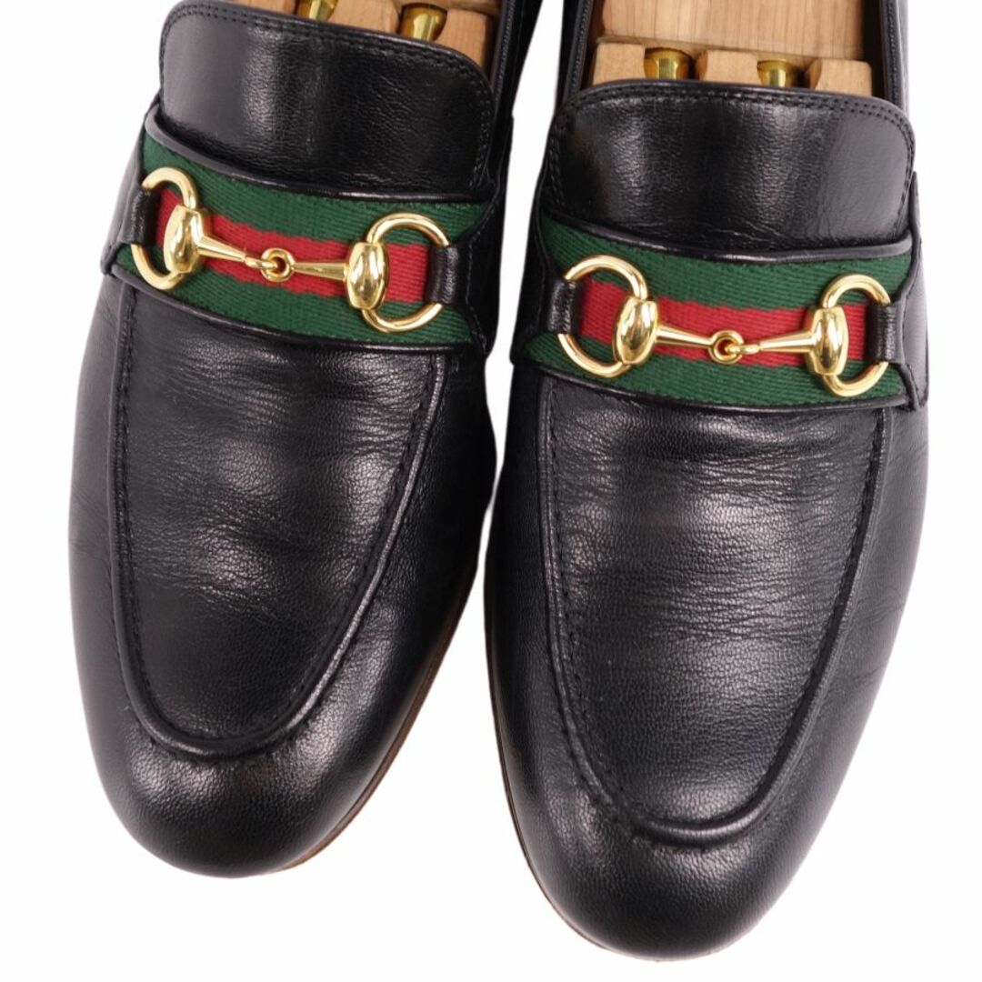 美品 グッチ GUCCI ローファー モカシン ホースビット シェリーライン カーフレザー シューズ 靴 メンズ 6.5(25.5cm相当) ブラック