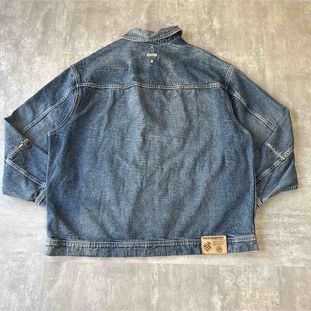 Rocawear 刺繍入りデザイン ロゴ入り ビックサイズ デニムジャケット