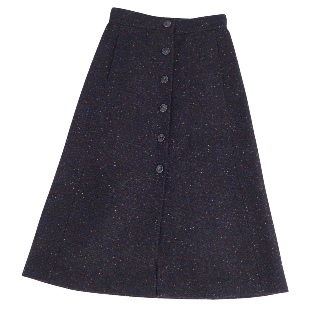 極美品 クロエ Chloe スカート ミディスカート Aラインスカート ツイード ウール ボトムス レディース 36(S相当) ブラック約81cm