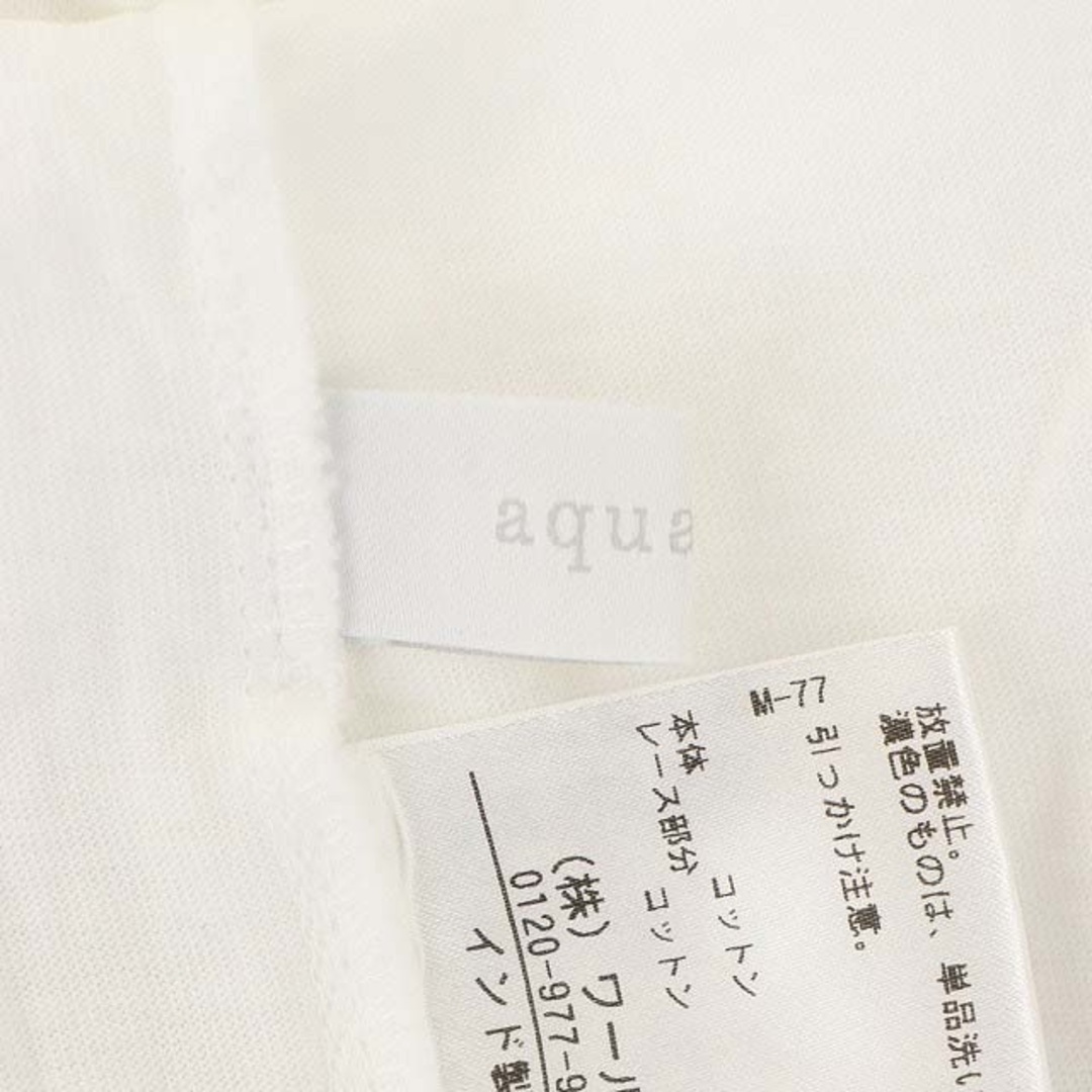 aquagirl(アクアガール)のアクアガール 裾レースTシャツ カットソー 半袖 カットワーク 白 ホワイト レディースのトップス(Tシャツ(半袖/袖なし))の商品写真