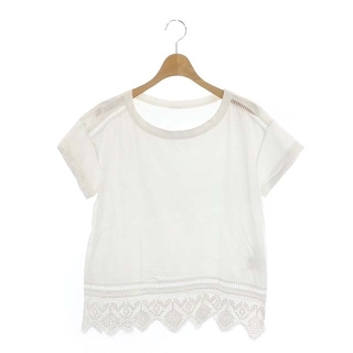 アクアガール(aquagirl)のアクアガール 裾レースTシャツ カットソー 半袖 カットワーク 白 ホワイト(Tシャツ(半袖/袖なし))