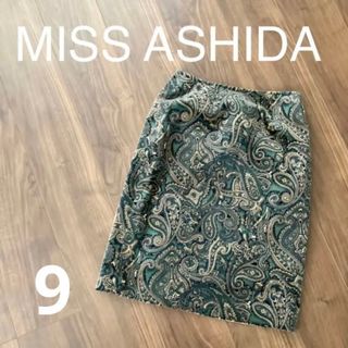 MISS ASHIDA ミスアシダ ひざ丈スカート グリーン ペイズリー M(ひざ丈スカート)