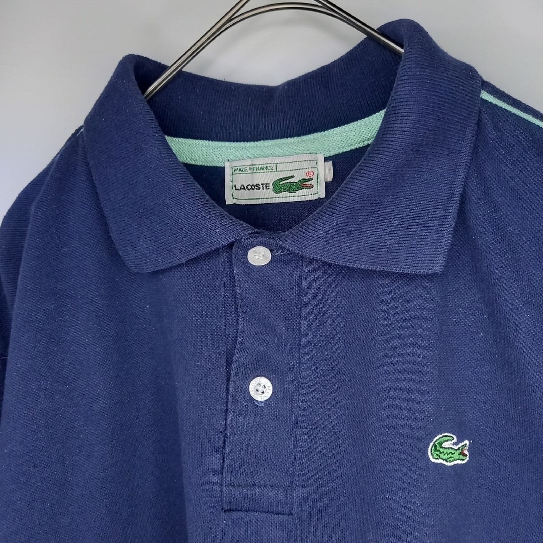 LACOSTE(ラコステ)の90s　フレンチラコステ　半袖　ポロシャツ　刺繍ロゴ　肩ライン　ユーロ古着　紺 レディースのトップス(ポロシャツ)の商品写真