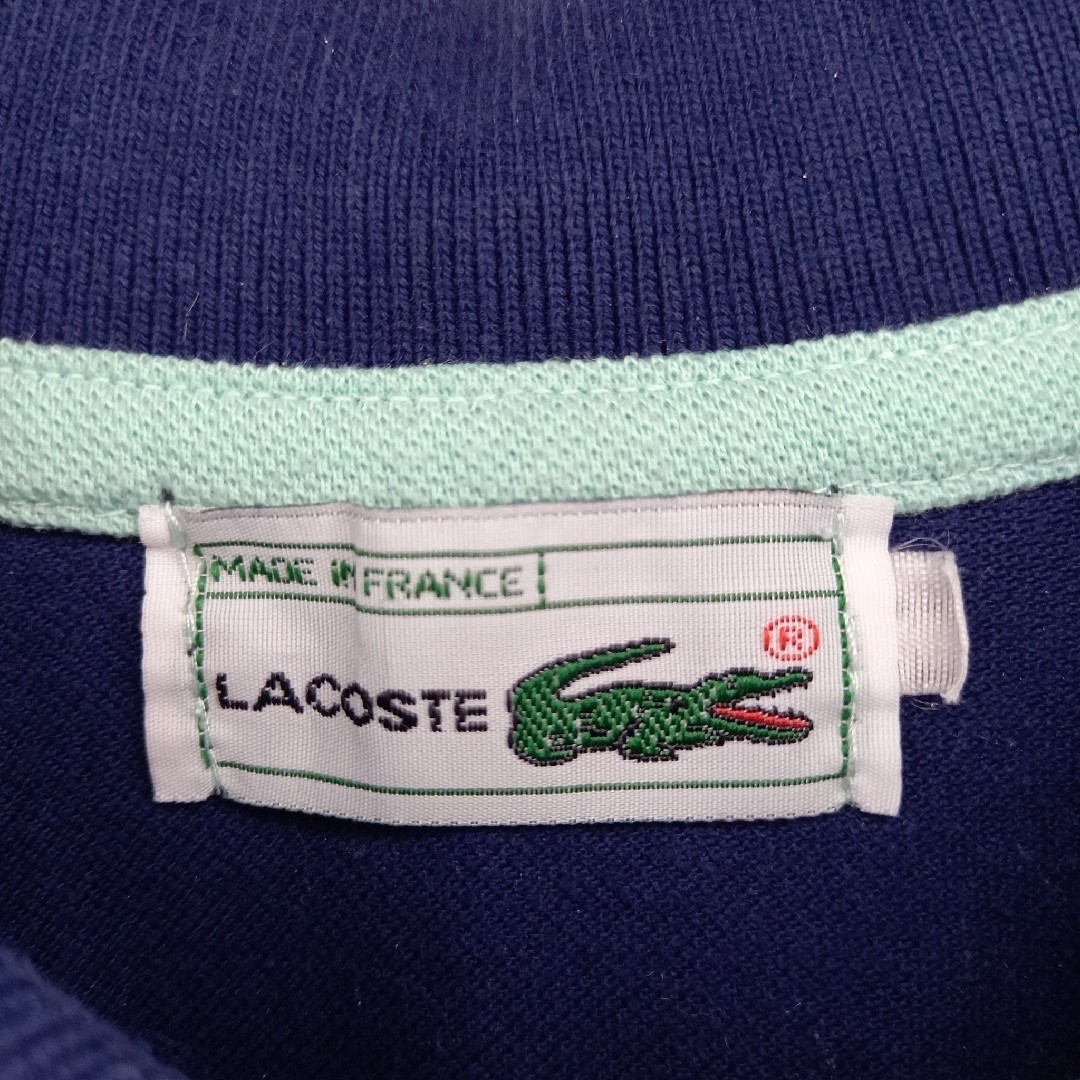 LACOSTE(ラコステ)の90s　フレンチラコステ　半袖　ポロシャツ　刺繍ロゴ　肩ライン　ユーロ古着　紺 レディースのトップス(ポロシャツ)の商品写真