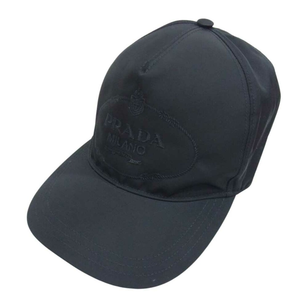 PRADA プラダ 2HC179 2B15 ロゴ刺繍 ベースボール キャップ 帽子 ブラック系 M【中古】