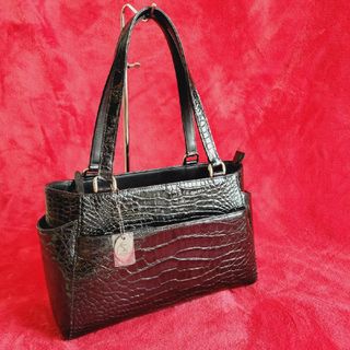 クロコダイル(Crocodile)の【美品】JRA認定　シャイニング　クロコダイル　ハンドバッグ　肩掛け(ハンドバッグ)