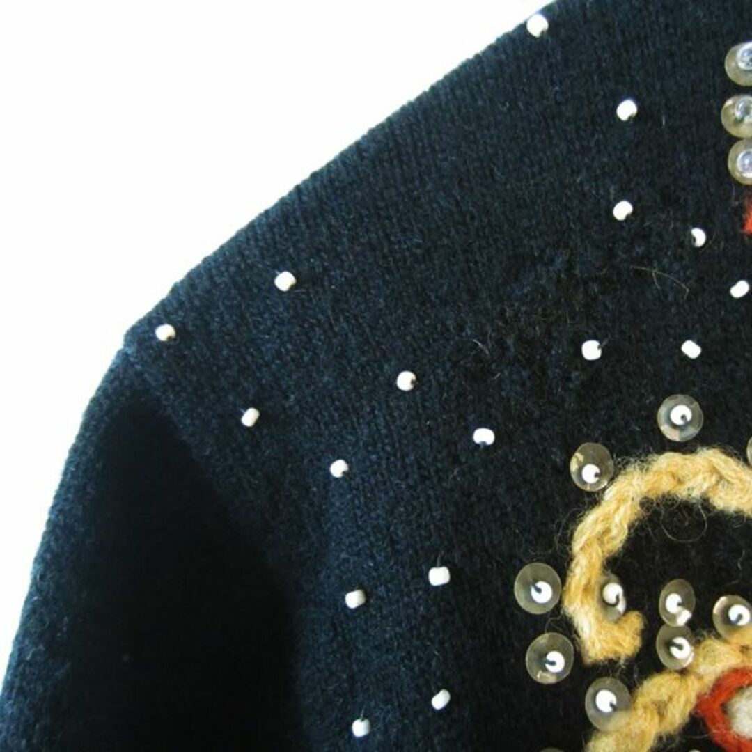 50〜60年代? 刺繍 ビーズ スパンコールの付いたヴィンテージカーディガン 黒