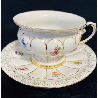 マイセン(MEISSEN)のアンティークマイセン　グランツゴールド  Xフォーム　宮廷の小花(食器)