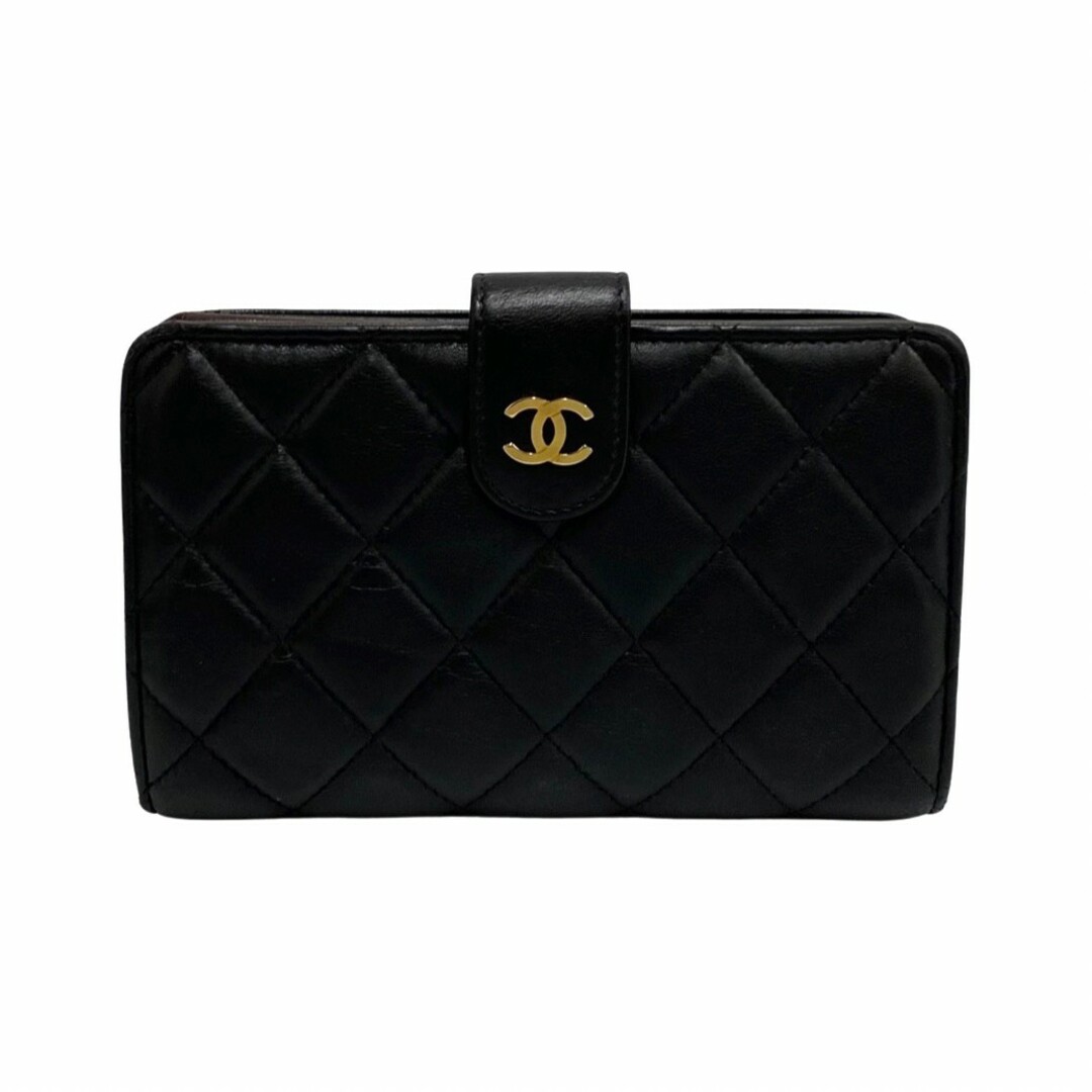 極 美品 箱付 シール カード有 16番台 CHANEL シャネル マトラッセ ラムスキン レザー 本革 二つ折り 財布 ミニ ウォレット ブラック  22496 | フリマアプリ ラクマ