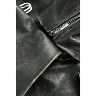 ラフシモンズ 20AW 202-650 クリップ装飾ユーズド加工ダブルレザージャケット メンズ 46