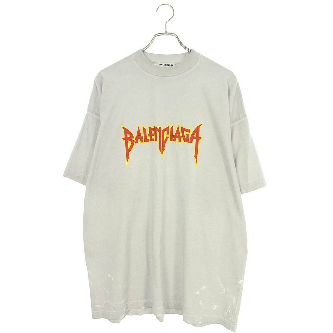 バレンシアガ  22SS  694576 TMV88 メタルロゴペンキクラッシュ加工Tシャツ  メンズ 1