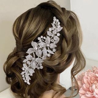 ☆ウェディングヘアアクセサリー☆ヘッドドレス ブライダル 結婚式 髪飾りシルバー(ヘッドドレス/ドレス)