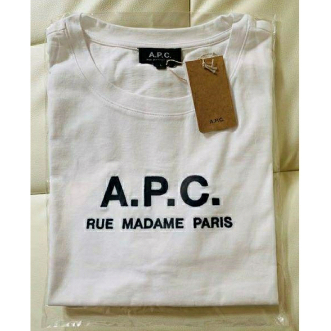 A.P.C(アーペーセー)の【新品】A.P.C.アーペーセー ロゴ刺繍Tシャツ★男女兼用 半袖 白 Lサイズ レディースのトップス(Tシャツ(半袖/袖なし))の商品写真