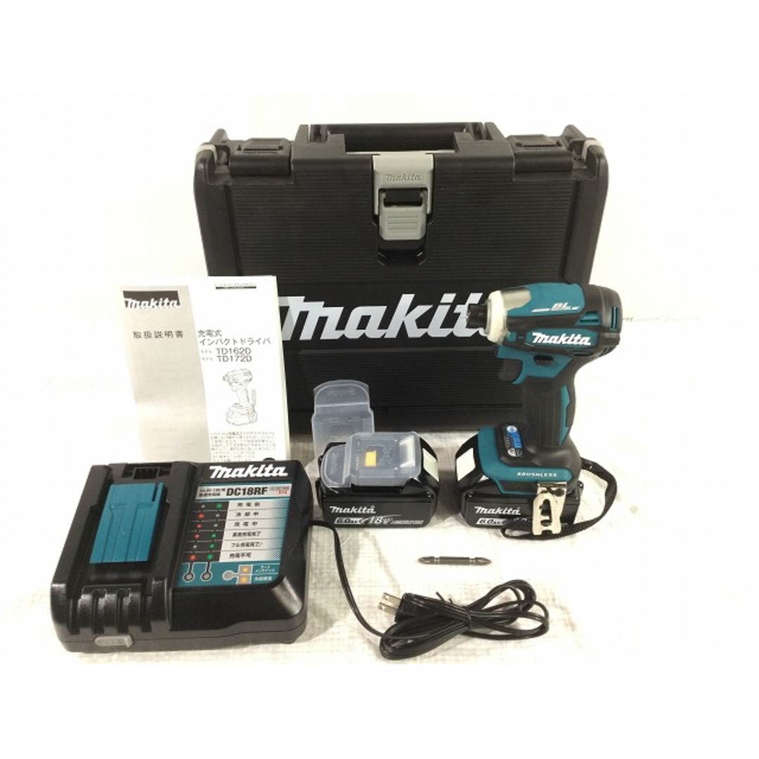 ☆未使用品 ケースに傷あり☆makita マキタ 18V充電式インパクトドライバ TD172DRGX 青 バッテリー2個(18V 6.0Ah) 充電器付き 76748