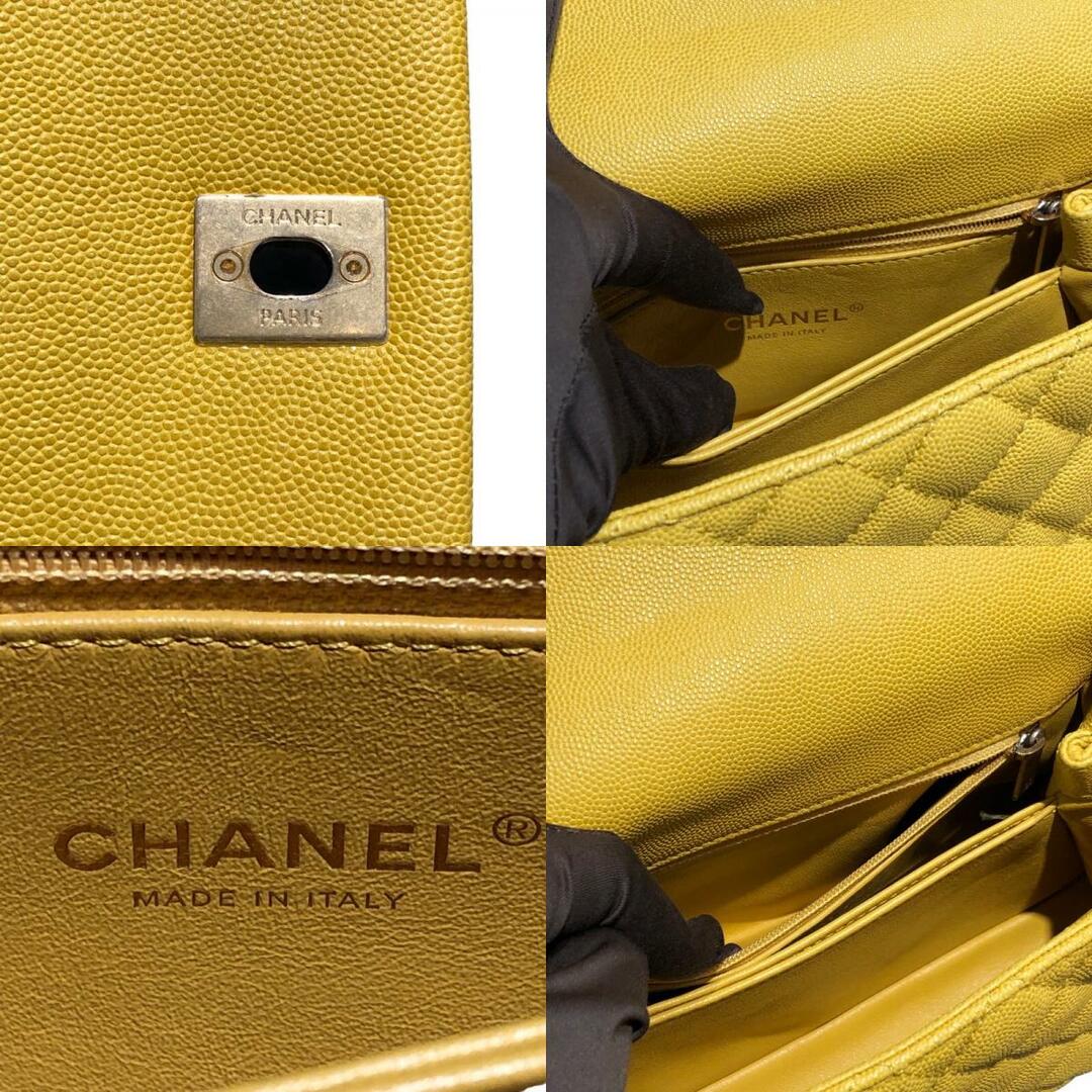 シャネル CHANEL ココハンドルXS A92990 イエロー/ゴールド金具 キャビアスキン・パイソン レディース ハンドバッグ