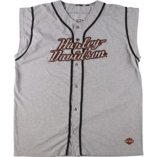 ハーレーダビッドソン(Harley Davidson)の古着 ビッグサイズ ハーレーダビッドソン Harley-Davidson ノースリーブ モーターサイクル バイクTシャツ ベースボールシャツ メンズXXXL /eaa360850(Tシャツ/カットソー(半袖/袖なし))