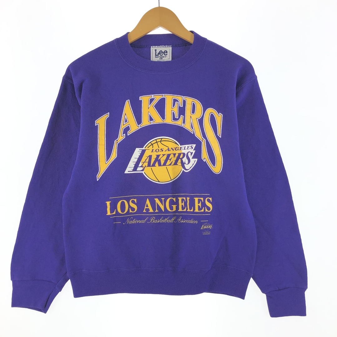 90年代 リー Lee NBA LOSANGELES LAKERS ロサンゼルス レイカーズ プリントスウェットシャツ トレーナー USA製 メンズM ヴィンテージ /eaa330830