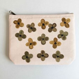 未使用 スザニ刺繍 ポーチ 小物入れ 民族  アイボリー(ポーチ)