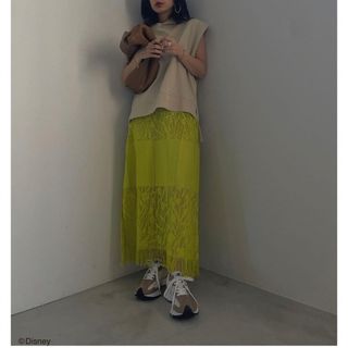 [Ameri Vintage]FLOWER BORDER LACE SKIRT