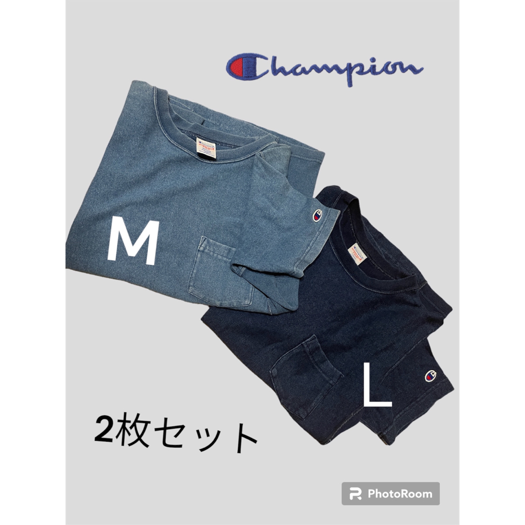 Champion(チャンピオン)のチャンピオンデニムTシャツセット（M＆L） レディースのトップス(Tシャツ(半袖/袖なし))の商品写真