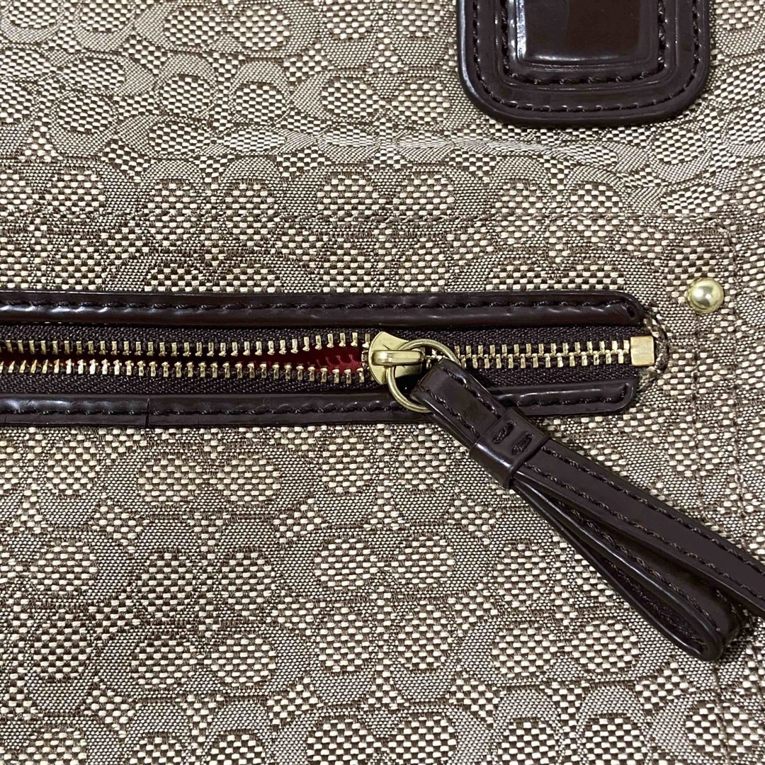 美品>コーチ トートバッグ オックスフォード シグネチャー ブラウン