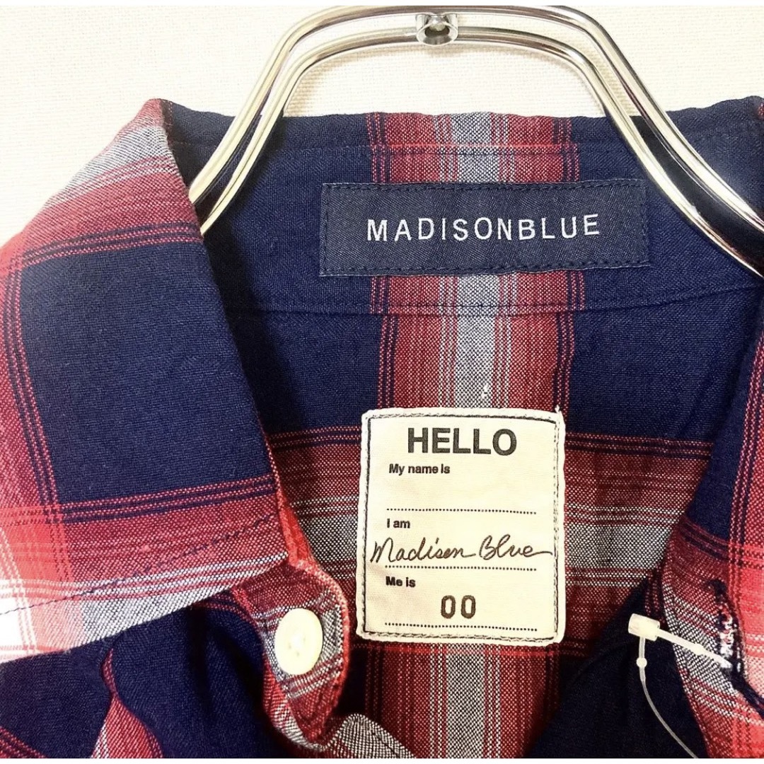 MADISONBLUE(マディソンブルー)のマディソンブルーオンプレシャドーチェックレーヨン長袖シャツ、定価¥42,900 レディースのトップス(シャツ/ブラウス(長袖/七分))の商品写真