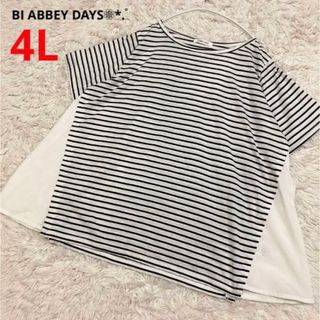 BI ABBEY DAYS カットソー 大きいサイズ 4L ボーダー(カットソー(半袖/袖なし))