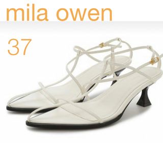 ミラオーウェン(Mila Owen)のねこ様専用　ミラオーウェン　ポインテッドTストラップパンプス　白(サンダル)