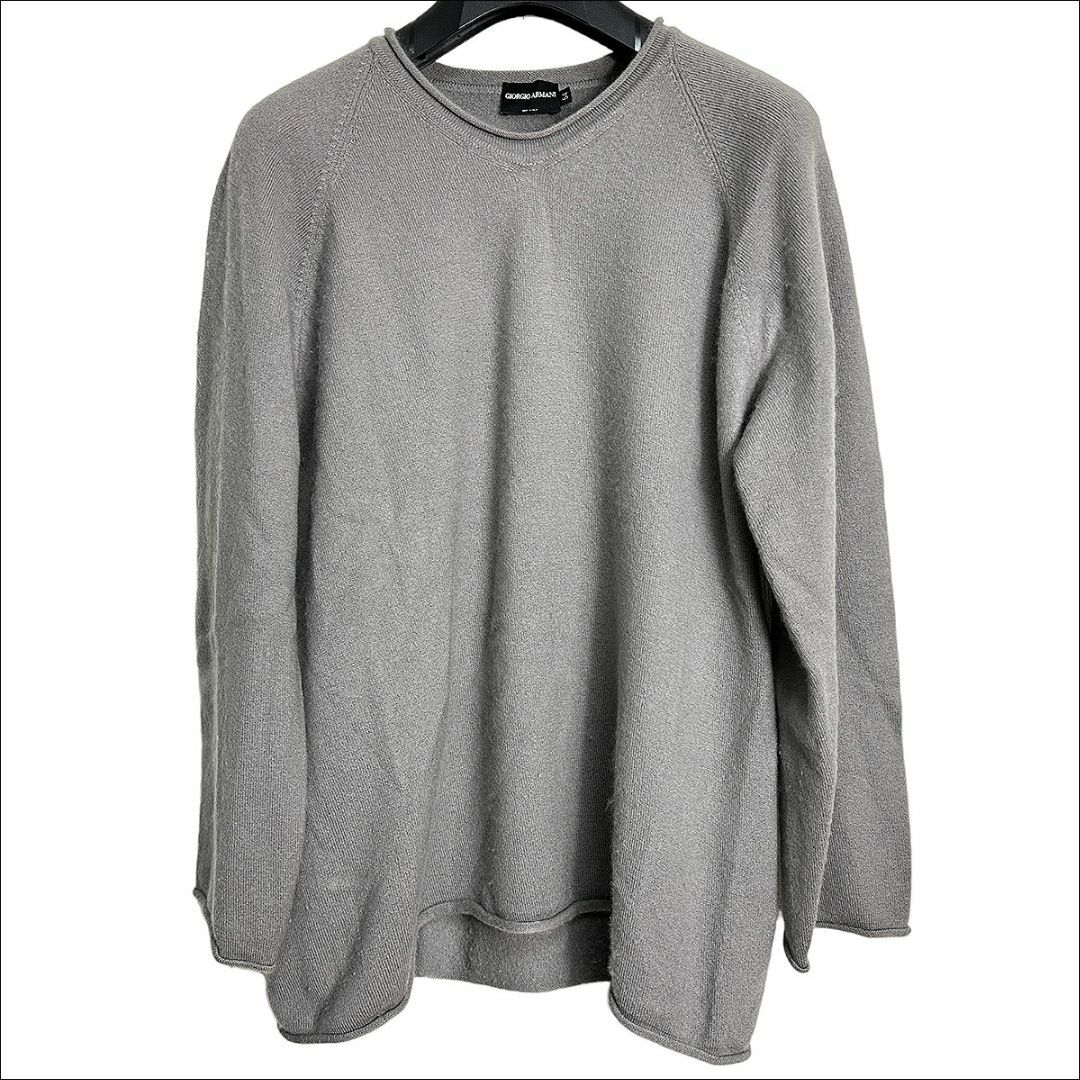 J6297 美品 ジョルジオアルマーニ 黒タグ カシミヤニット グレー 54-