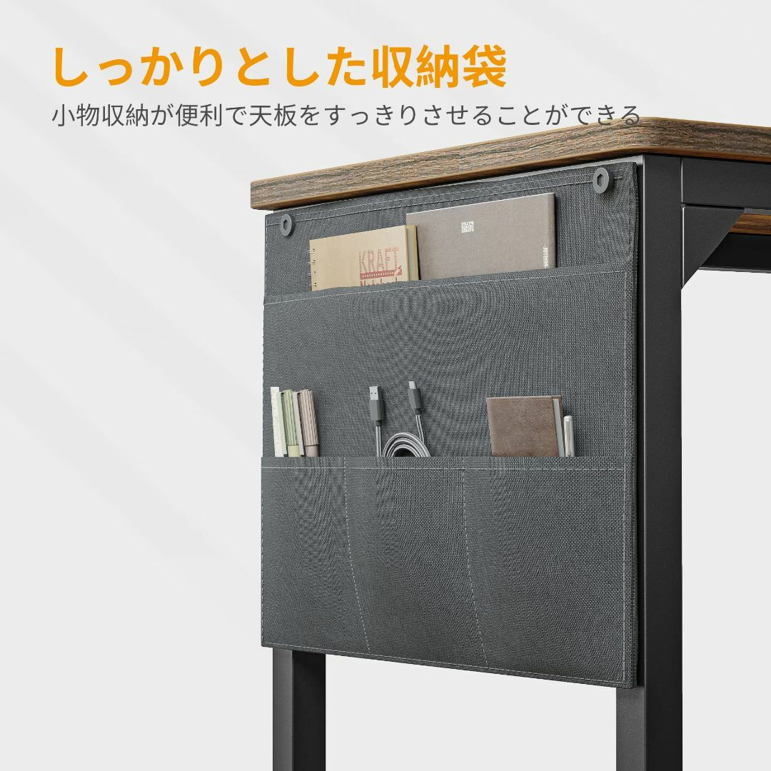 【色: ブラウン】Cubiker デスク 勉強机 収納袋付き 組み立て簡単 頑丈