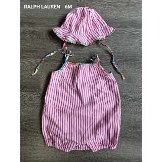 ラルフローレン(Ralph Lauren)のRALPH LAUREN　ピンクカバーオール・ハット2点セット　6M 70センチ(カバーオール)