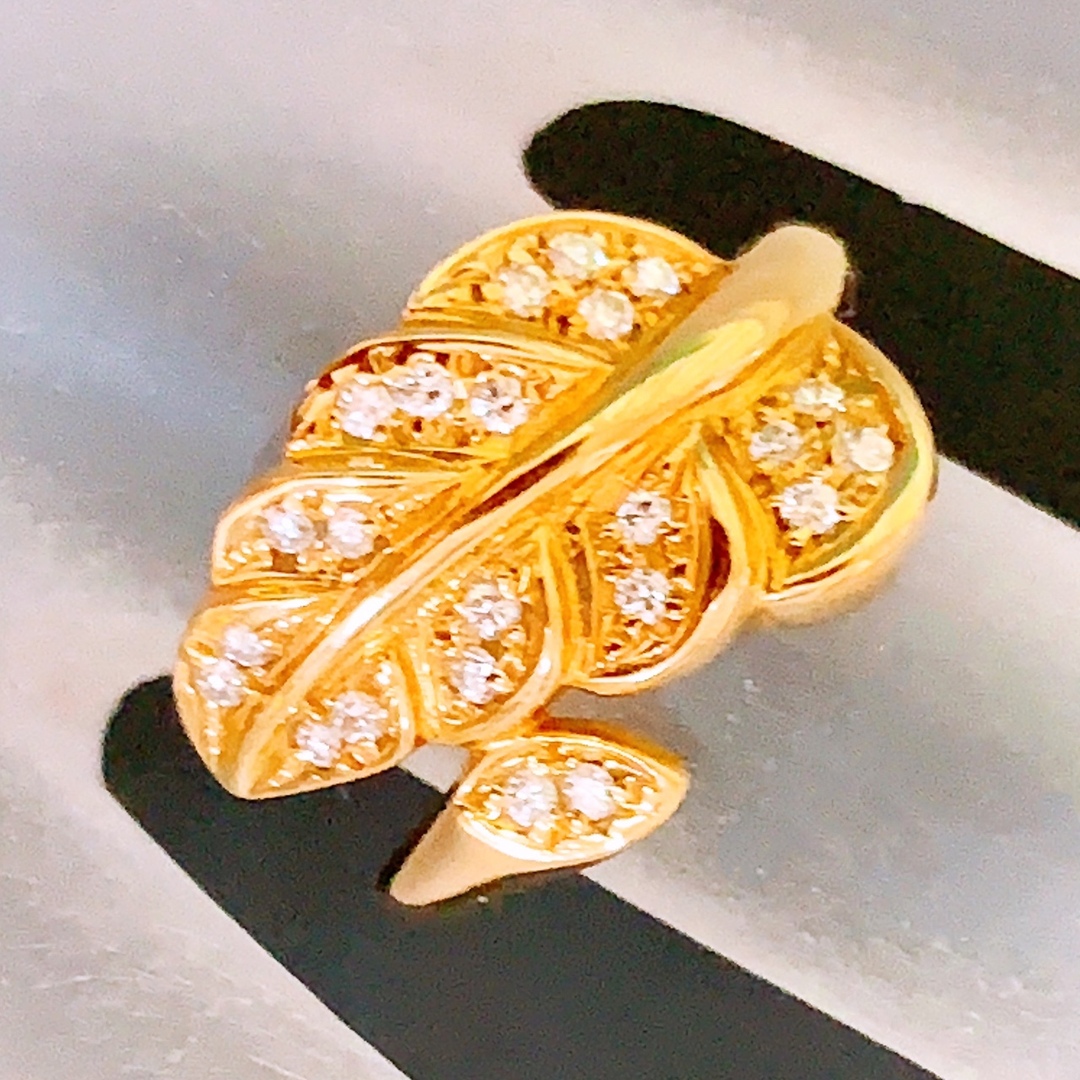 上質❣️リーフ✨D0.23CT✨k18ダイヤモンドリング　k18ダイヤリング 7