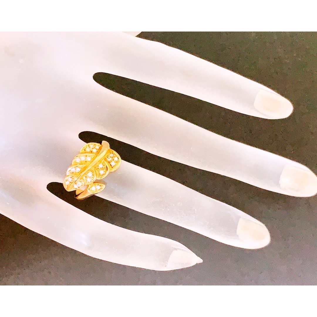 上質❣️リーフ✨D0.23CT✨k18ダイヤモンドリング　k18ダイヤリング 8