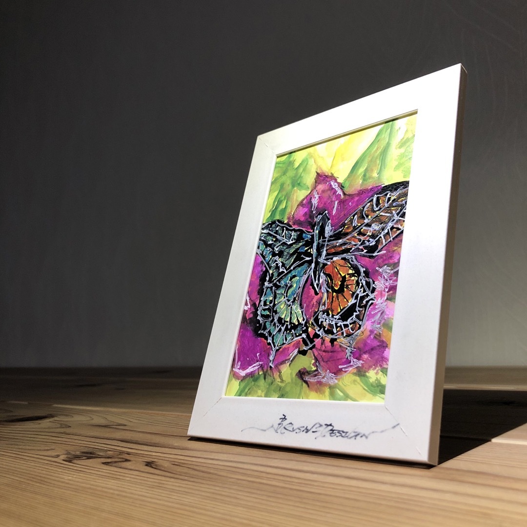 作品名 【蝶々】 書家ブラッシュ 原画 ポストカード ハンドメイドのインテリア/家具(アート/写真)の商品写真