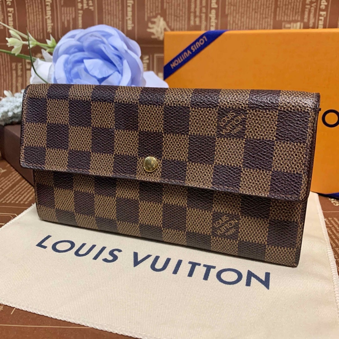 LOUISVUITTON ルイヴィトン ポルトフォイユサラ ダミエ エベヌ LV-