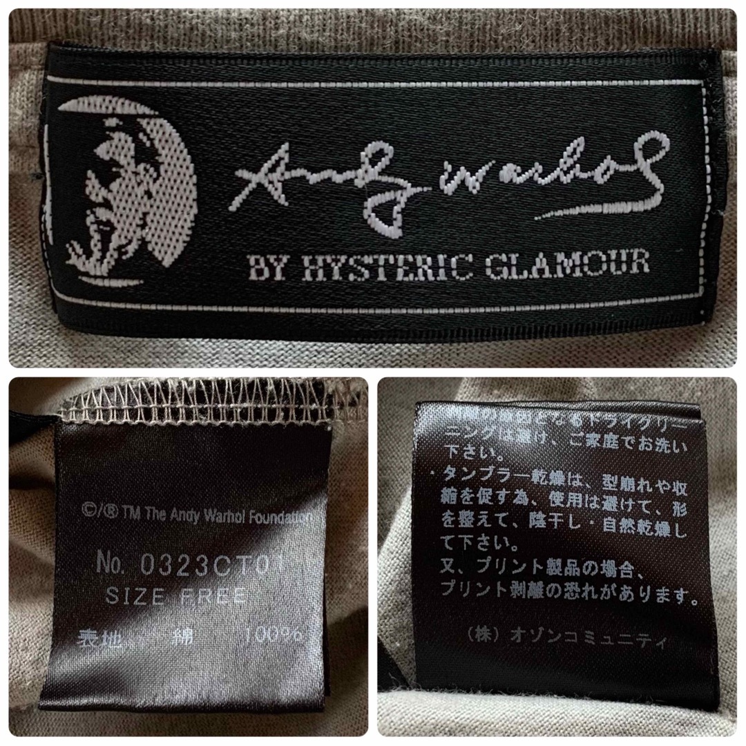 HYSTERIC GLAMOUR(ヒステリックグラマー)のヒステリックグラマー アンディウォーホールグラマー Tシャツ プリント グレー レディースのトップス(Tシャツ(半袖/袖なし))の商品写真