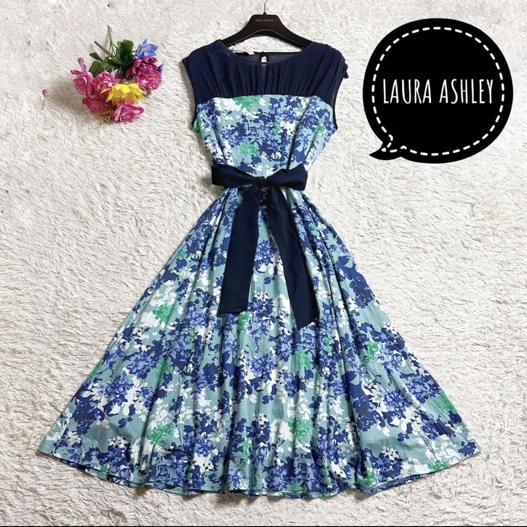 【美品】LAURA  ASHLEY ヴィンテージ ボウタイレース ワンピース