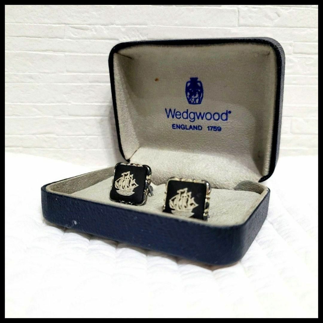 WEDGWOOD(ウェッジウッド)のWedgwood ウェッジウッド タイピン 陶器 ジャスパー 帆船モチーフ 黒 メンズのファッション小物(カフリンクス)の商品写真