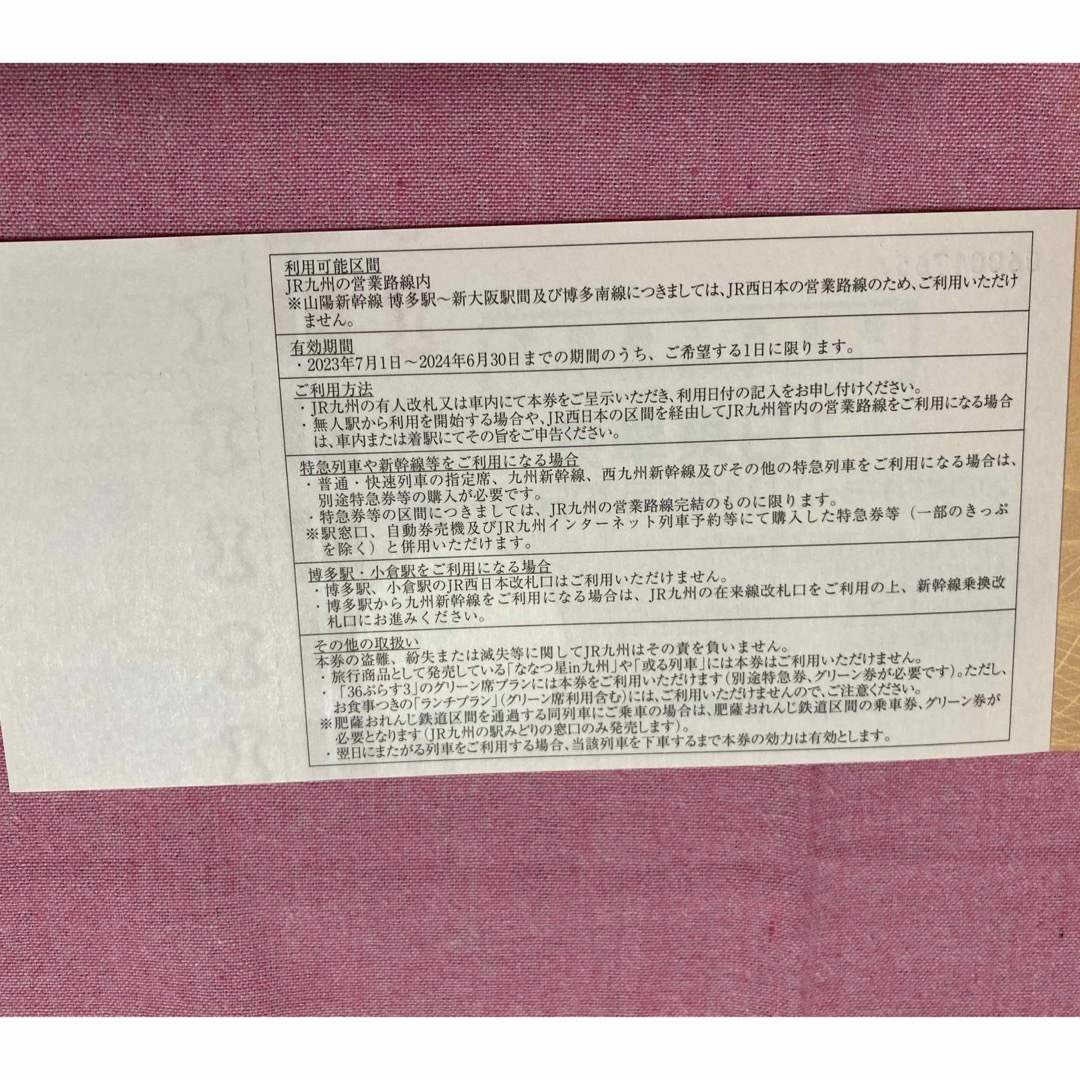 6枚セット　JR九州　鉄道株主優待　１日乗車券 2